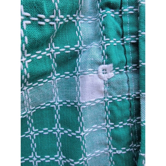 Vintage Green Checked Plaid Half Waist Arpon Great Details Countrycore Farmhous - Picture 11 of 14